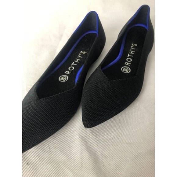 NWOT Rothy’s The Point Pointed Toe Flats Black Blue Halo Retired Women’s Size  7 - Picture 5 of 9